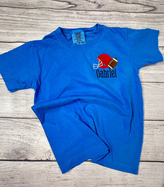 Football Helmet Personalized Name Embroidered Tee