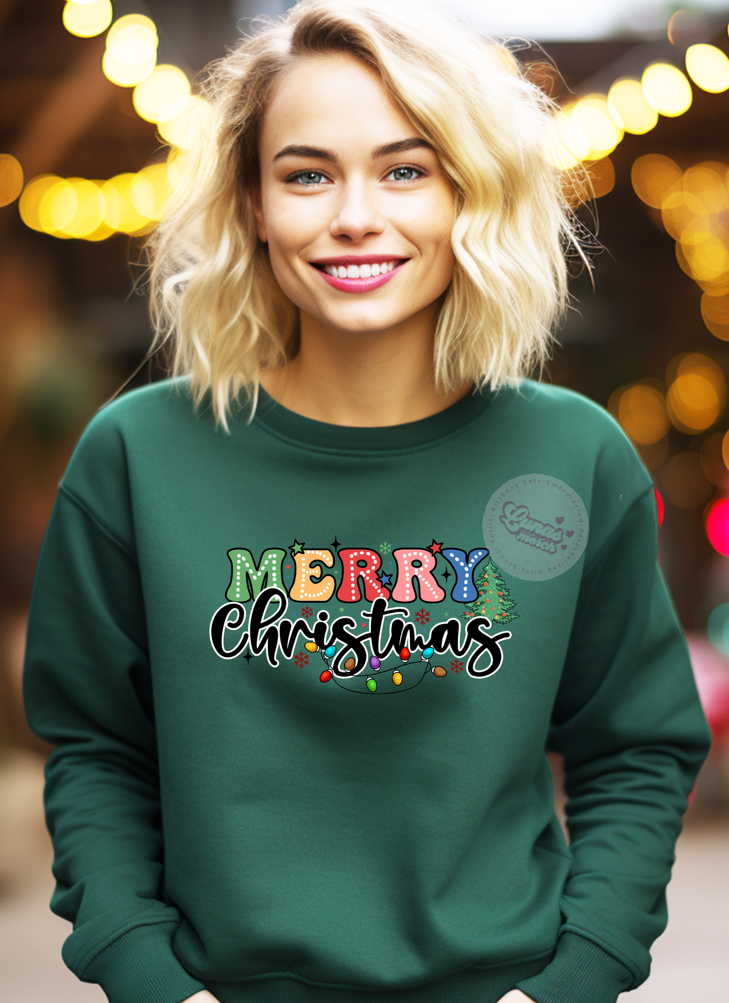 Christmas MERRY CHRISTMAS LIGHTS Crewneck