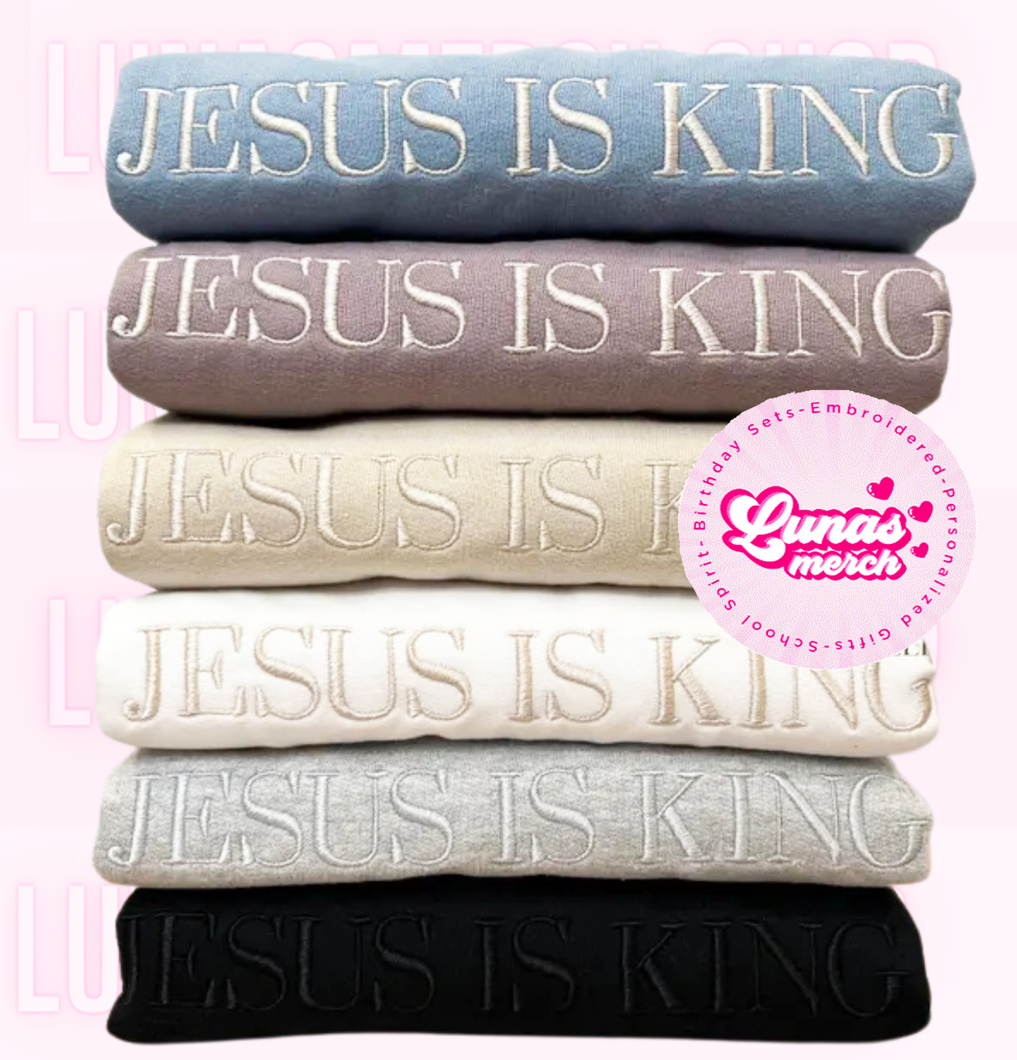 Jesus is King Faith Embroidered Sweatshirt