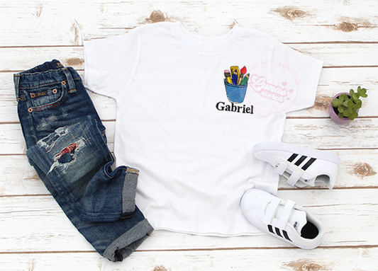 Custom Name and Supplies Back to School Shirt!!