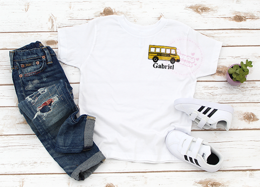 Back to School Shirt with Bus and Customizable!!