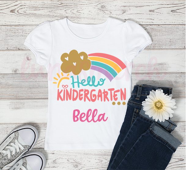 Hello Kindergarten Personalized Rainbow Shirt