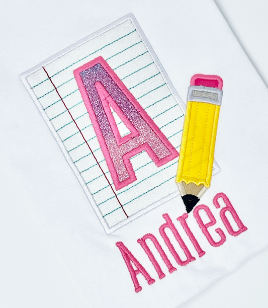 Embroidered Personalized Glitter Letter Shirt