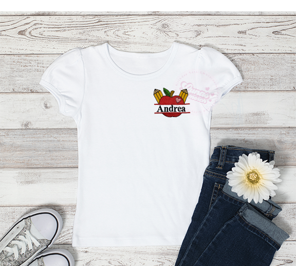 Back To School Customizable Apple and Pencils Shirt!!