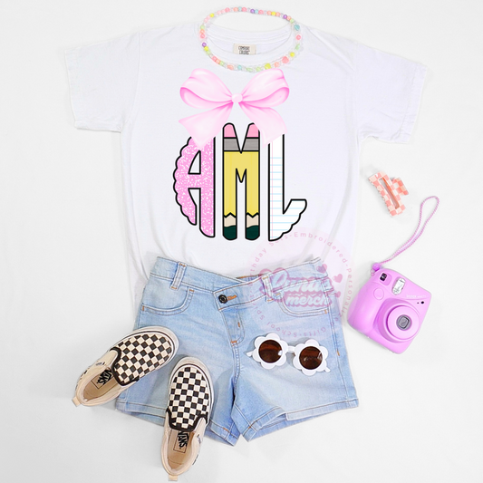 Cute Monogram Pencil School Shirt