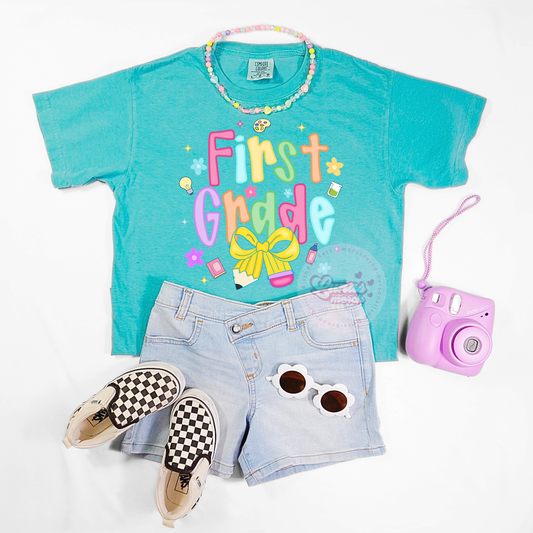Cute First Grade Pencil Bow Back to School Shirt