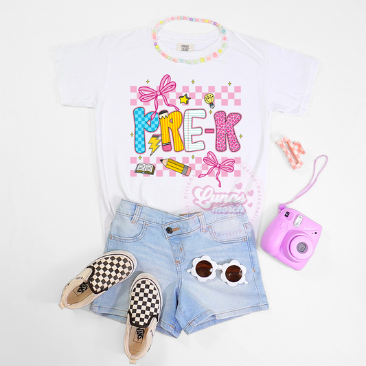 Cute Pink Coquette Pre- K School Shirt