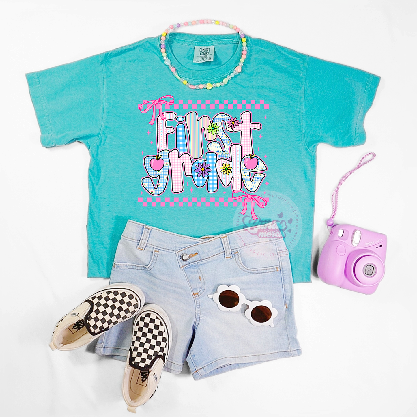 Pink Pastel Coquette First Grade School Shirt