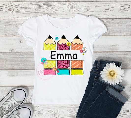 Flower and Pencil T-Shirt