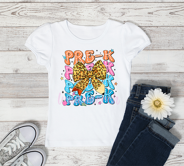Pre-k Neon with Leopard Pencil Bow Shirt