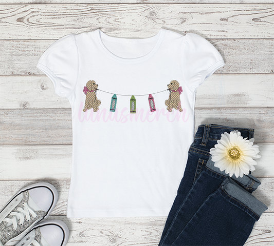 Dogs Holding Crayons School Shirt!!