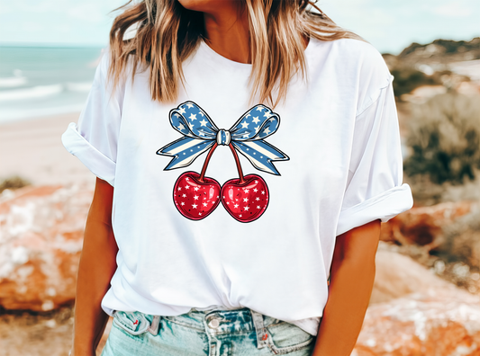 American Bow on a Cherry T- shirt