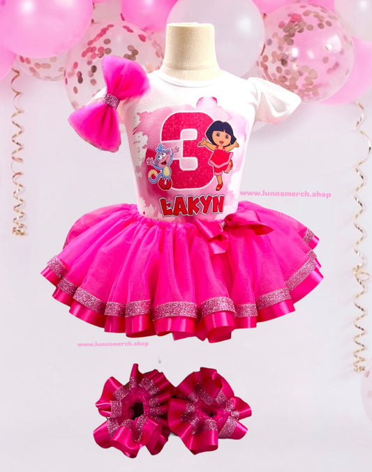 Dora Pink Princess Birthday Tutu Set