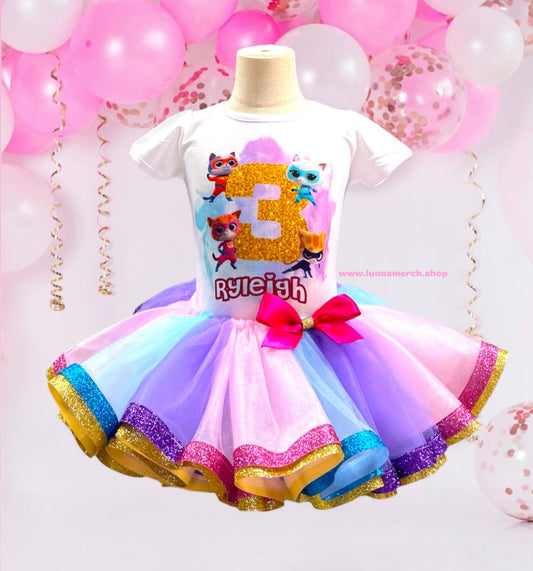Superhero Kitty Birthday Tutu Set