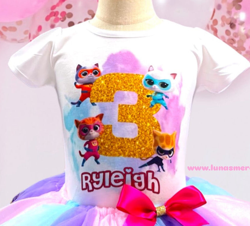 Superhero Kitty Birthday Tutu Set