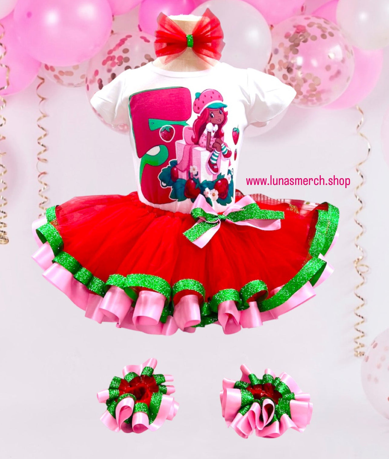 Strawberry African American Birthday Tutu Set (Red ver.)