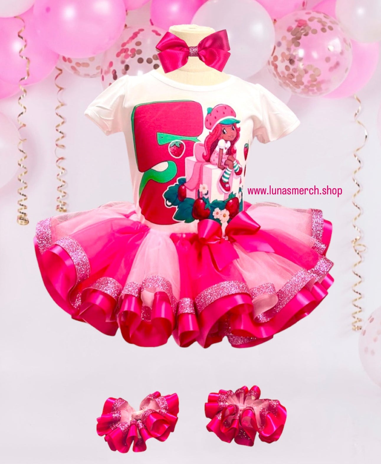 Strawberry African Pink Birthday Tutu Set