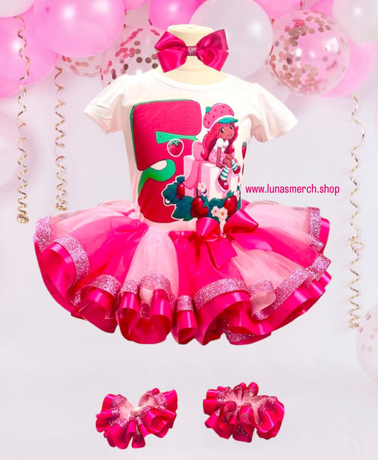 Strawberry African Pink Birthday Tutu Set
