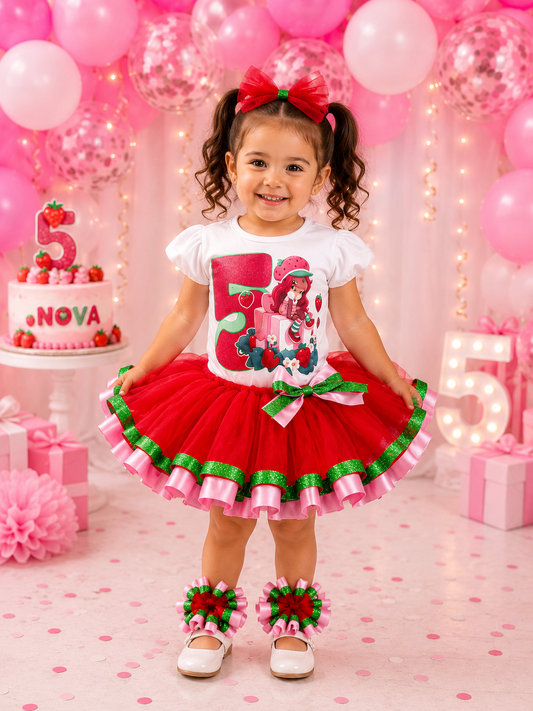 Strawberry African American Birthday Tutu Set (Red ver.)