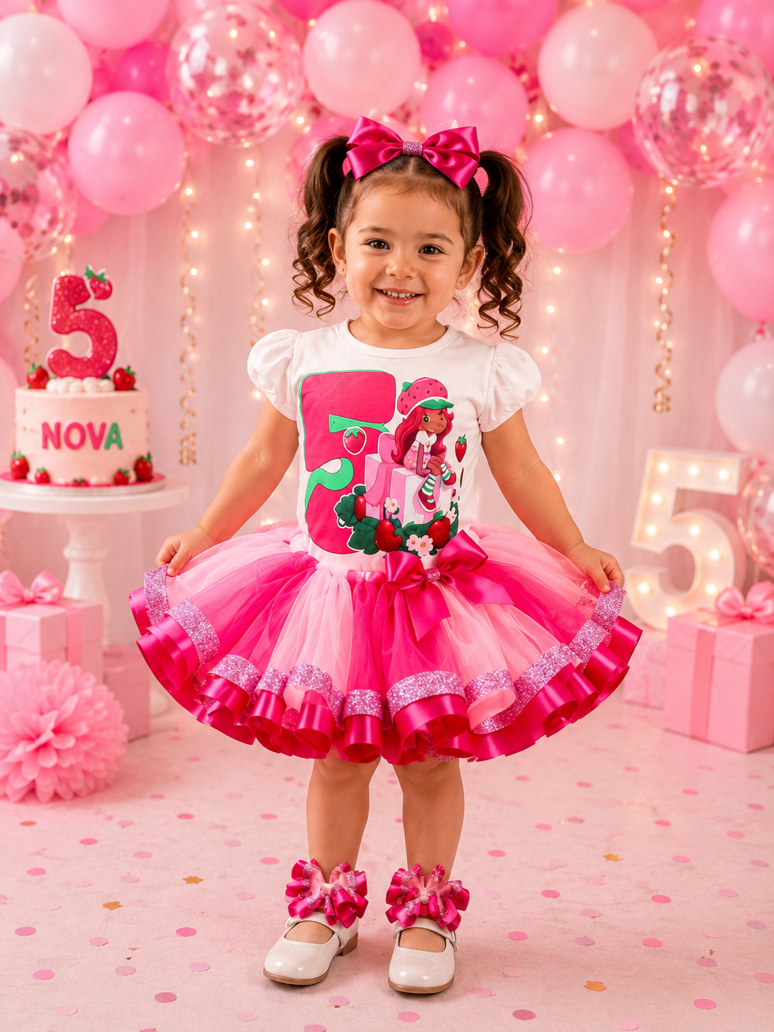 Strawberry African Pink Birthday Tutu Set