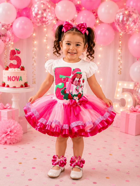 Strawberry African Pink Birthday Tutu Set
