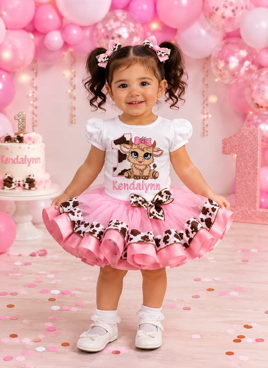 Fluffy Cow Birthday Tutu Set