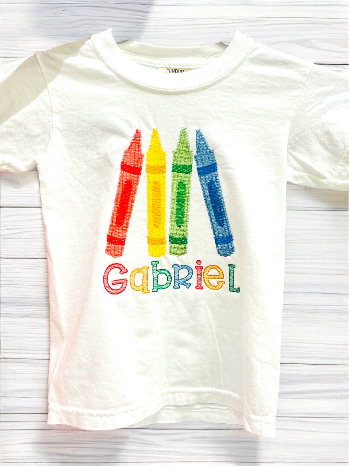 Crayon Personalized Name Embroidered Tee