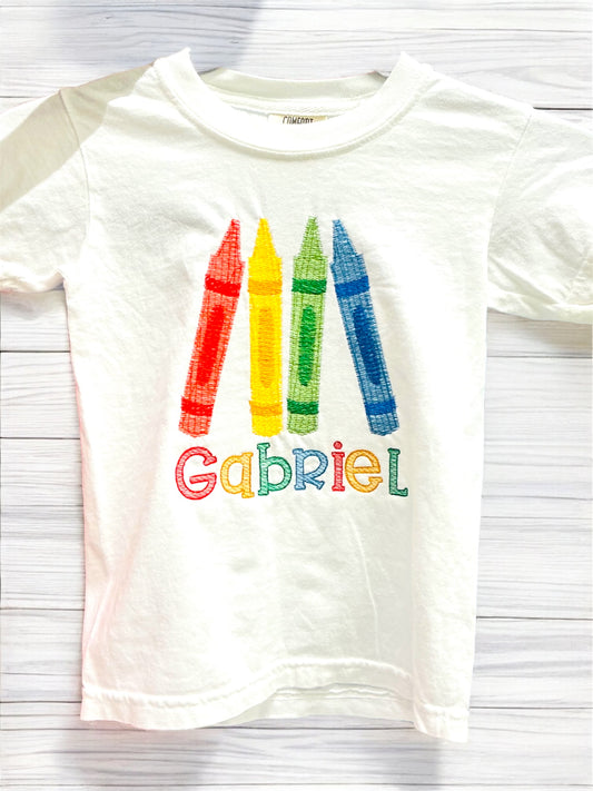 Crayon Personalized Name Embroidered Tee