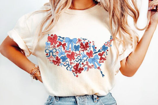 Cute USA Bow Map T-Shirt