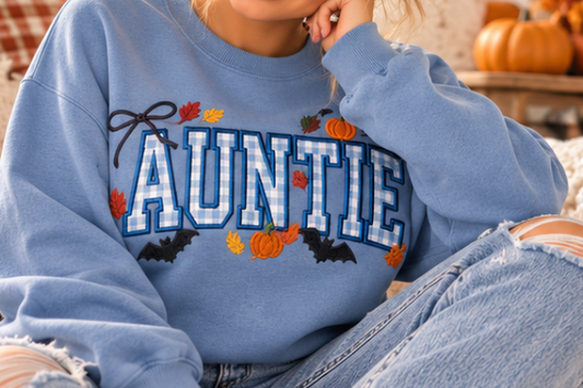 Auntie Fall Crewneck Sweatshirt – Pumpkin & Halloween Graphic
