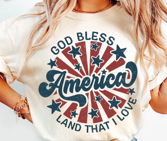 God Bless America Land that i Love  4TH OF JULY Shirt