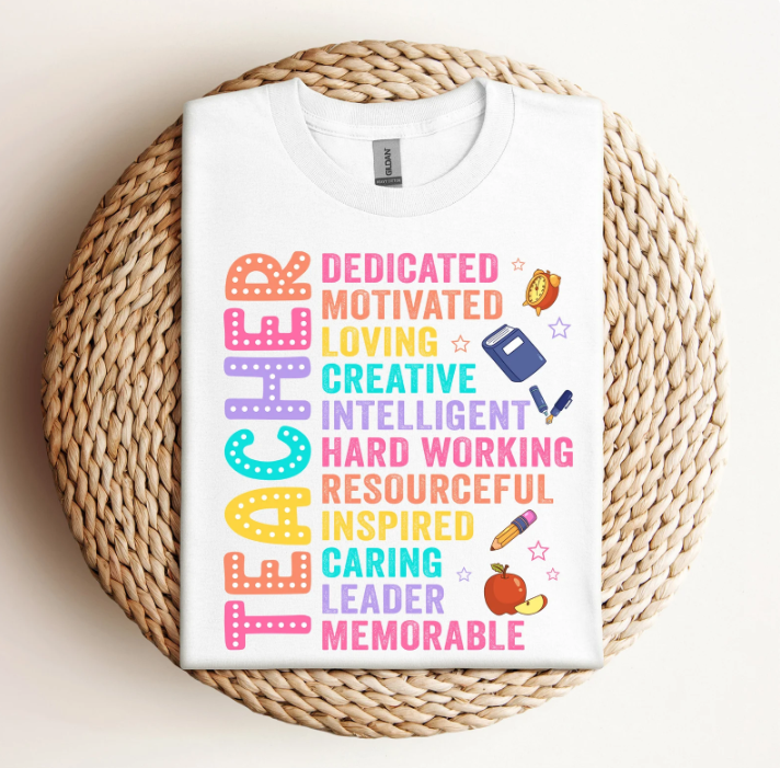 Teacher Qualities In Fun Colors T- shirt