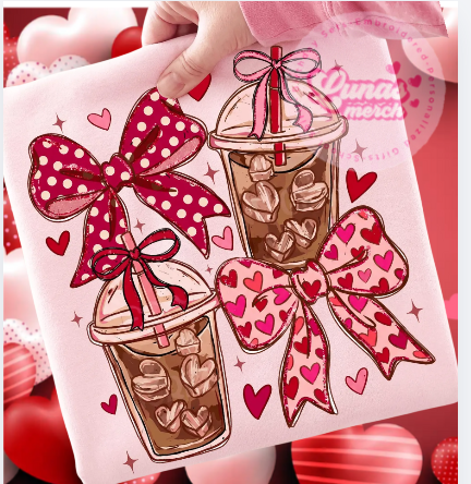 valentines ice coffee and bows shirt