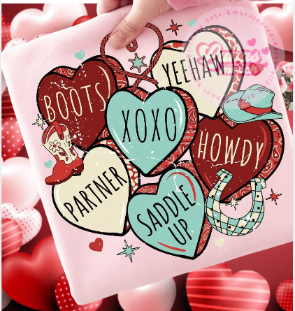 valentine western cowgirl hearts shirts