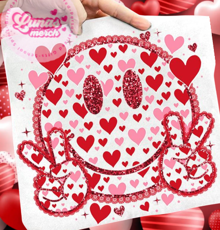 valentine red hearts happy face print shirt