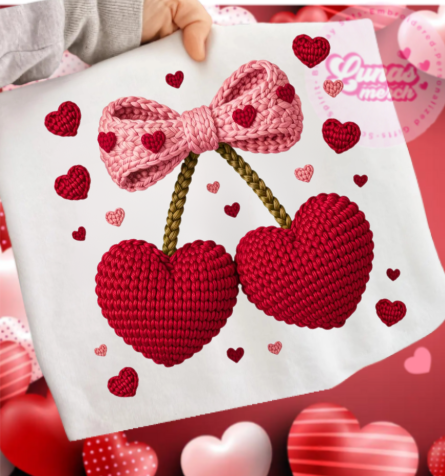 valentine knit cherry print shirt