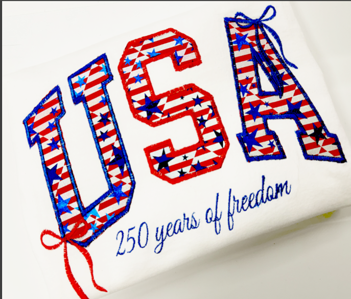 USA 250 Years of Freedom Appliqué Holographic