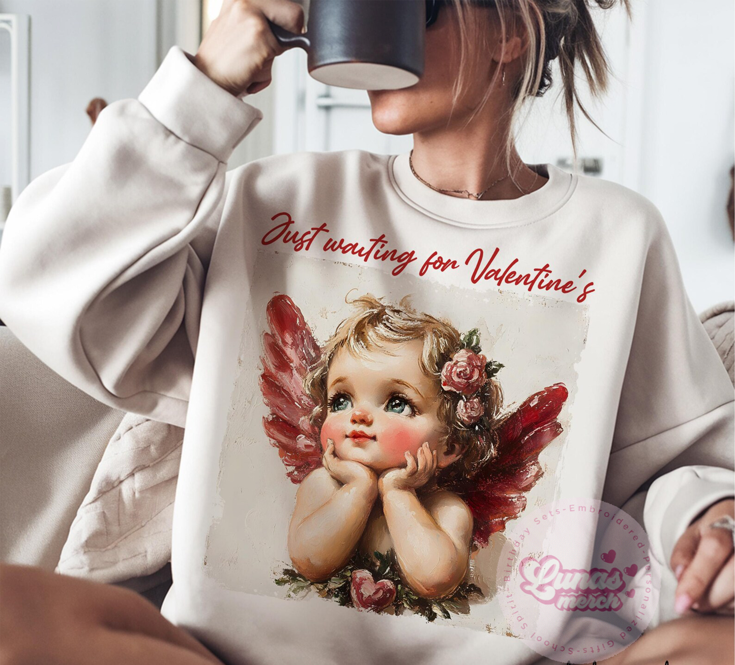 Waiting For Valentines Cupid Crewneck
