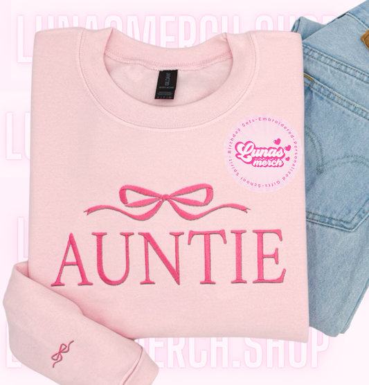 Embroidered Coquette Bow Aunt Sweatshirt