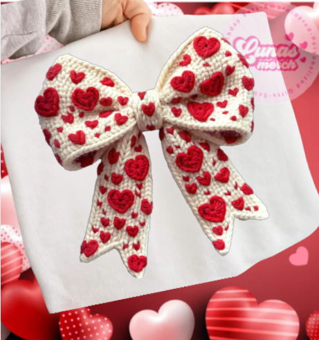 valentine knit heart bow print shirt