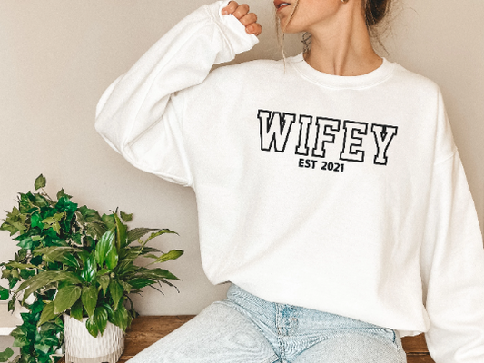 Wifey Personalized Embroidered Sweatshirt