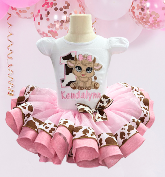 Fluffy Cow Birthday Tutu Set