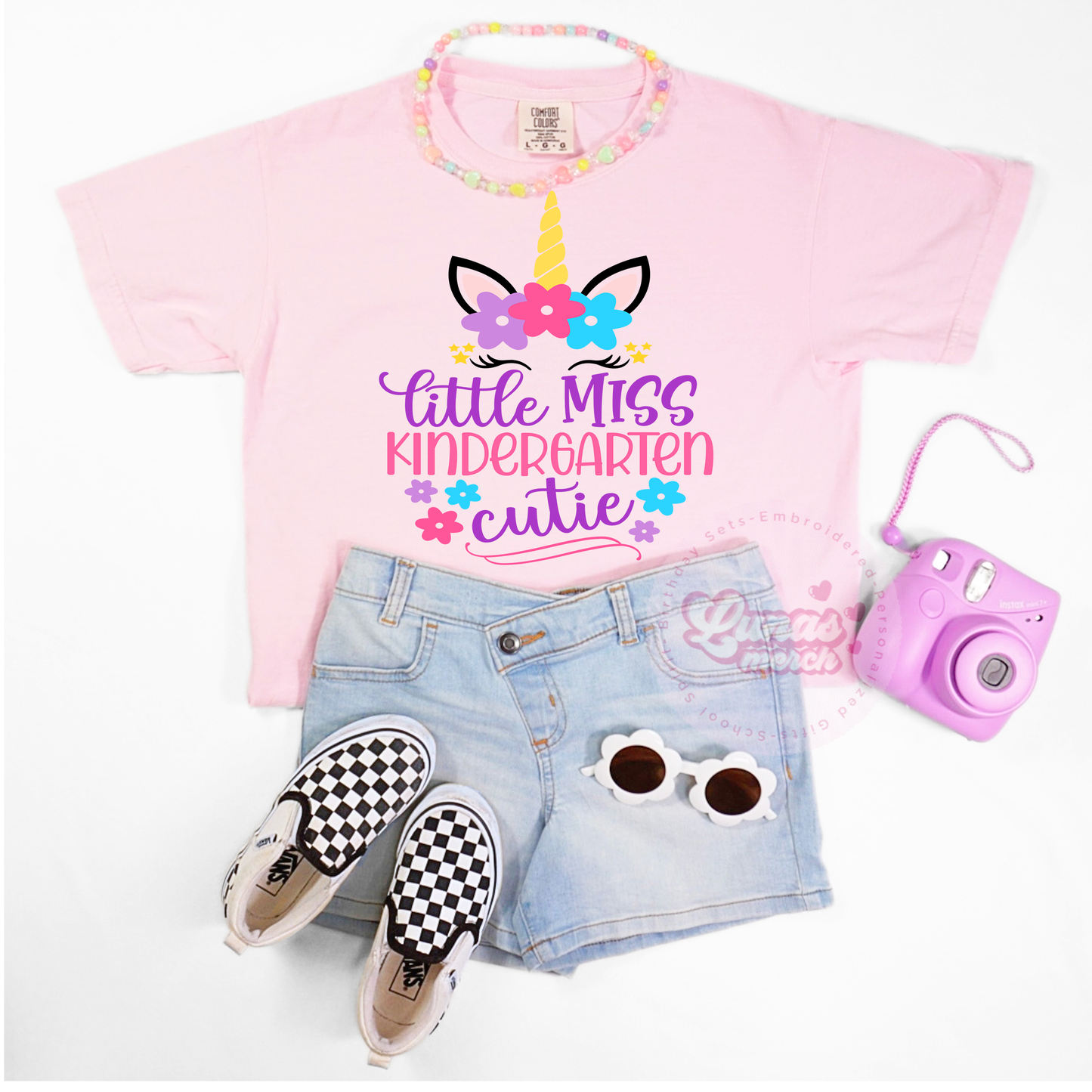 Little Miss Kindergarten Back to School Unicorn Shirt