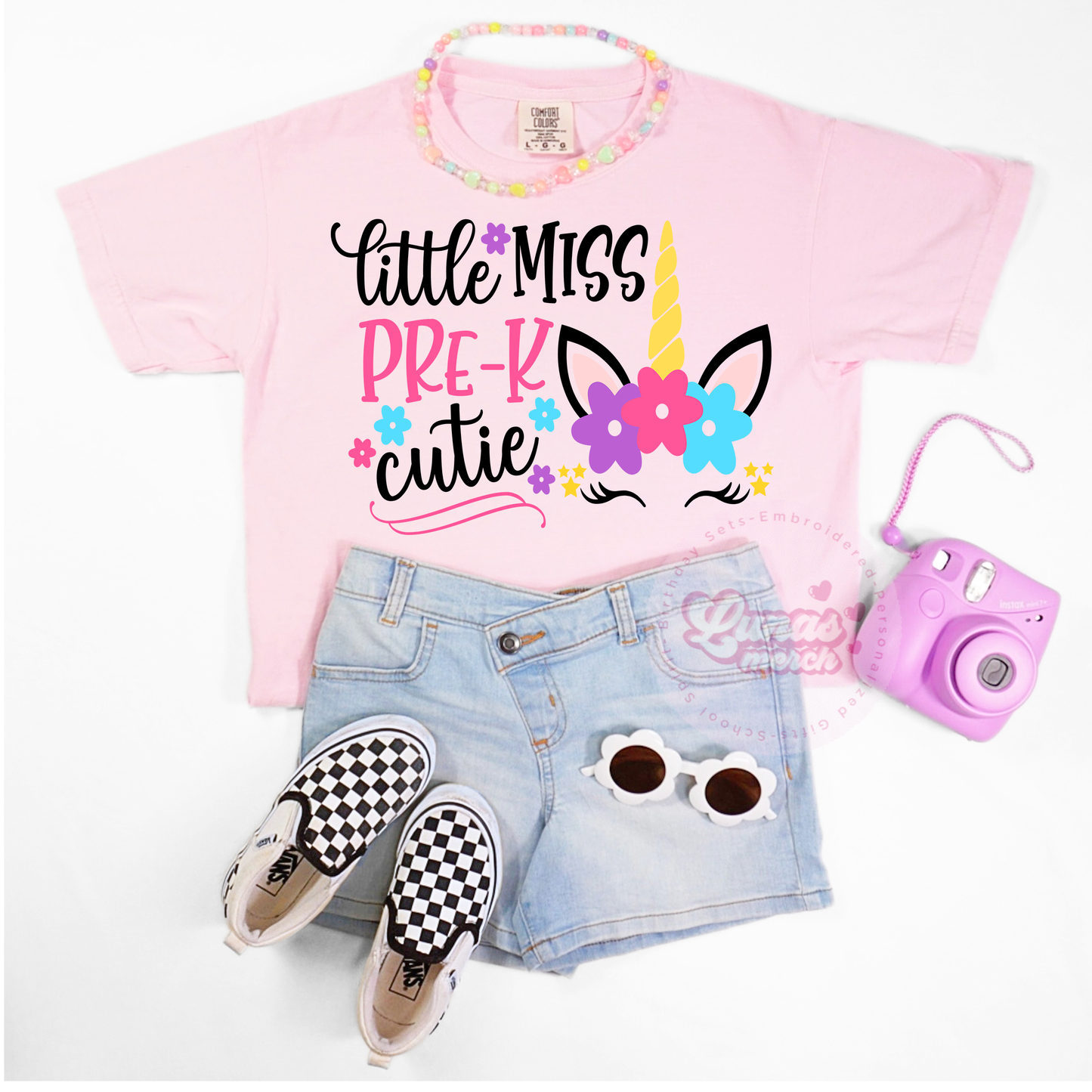 Little Miss Pre- K Cutie Back to School Unicorn Shirt