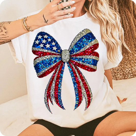 Cute USA Flag Bow T- Shirt