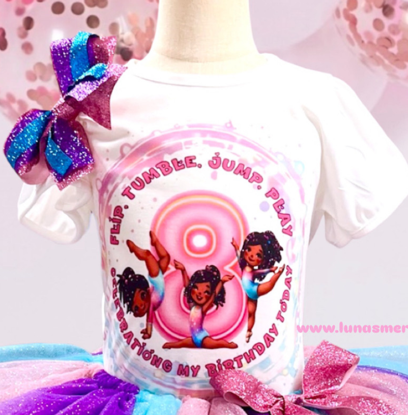 Gymnastics Tumbling Girl Birthday Tutu Set