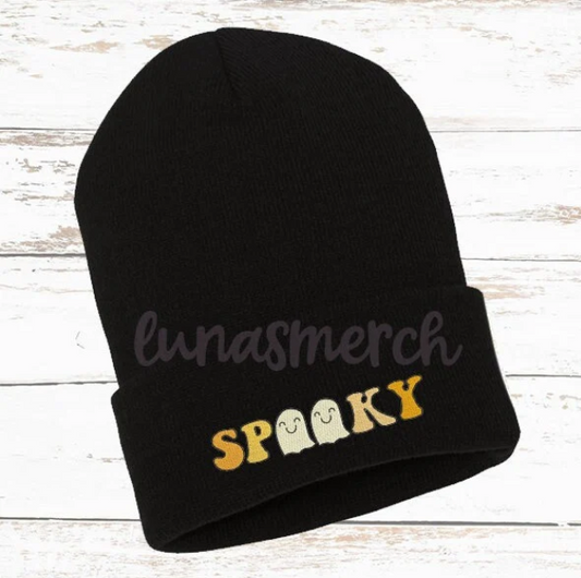 Embroidered Spooky Ghost Beanie