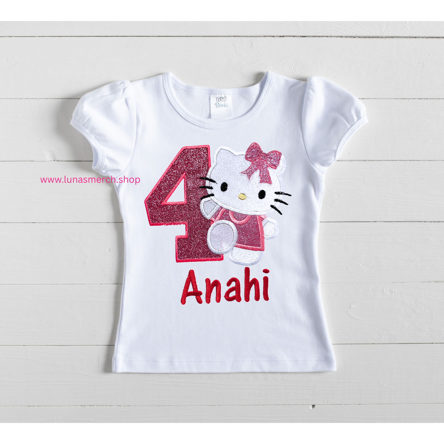 Glitter Kitty Birthday Embroidered Shirt